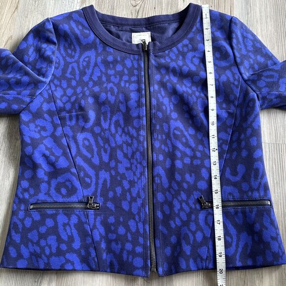 Gap Cotton Blue Zip Up Blazer With Pockets Size 6 - Picture 8 of 10